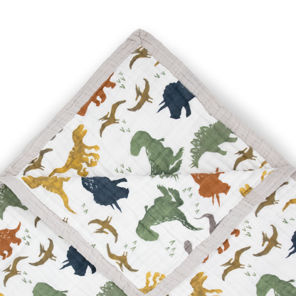 Cotton Muslin Quilted Throw - Dino Friends