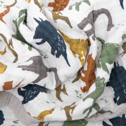 Cotton Muslin Quilted Throw - Dino Friends