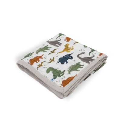 Cotton Muslin Quilted Throw - Dino Friends