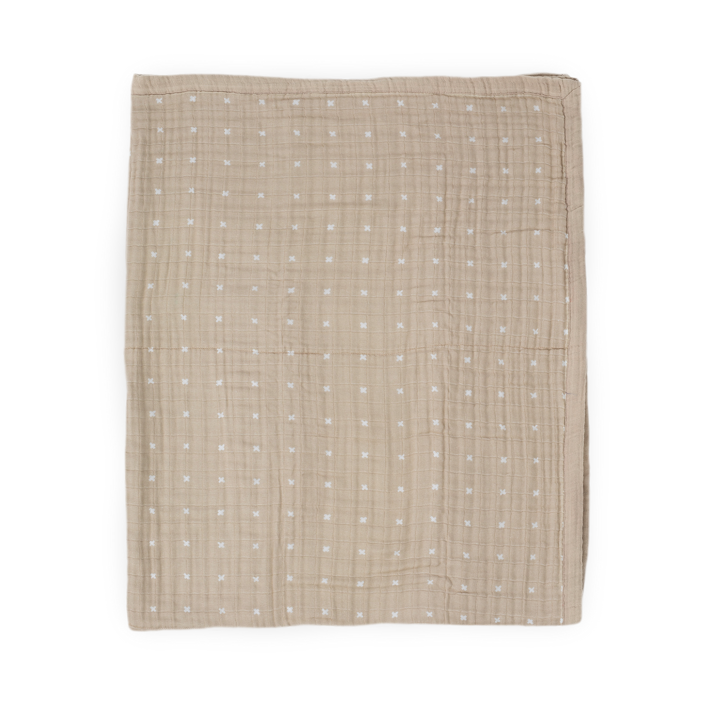 Cotton Muslin Quilted Throw - Taupe Cross