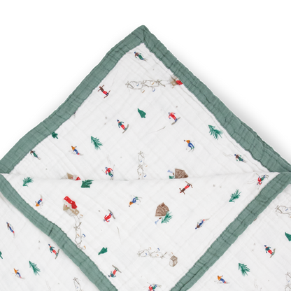 Cotton Muslin Quilted Throw - Powder Party