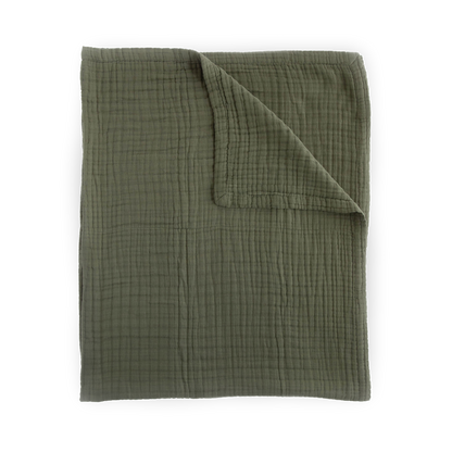 Cotton Muslin Quilted Throw - Fern