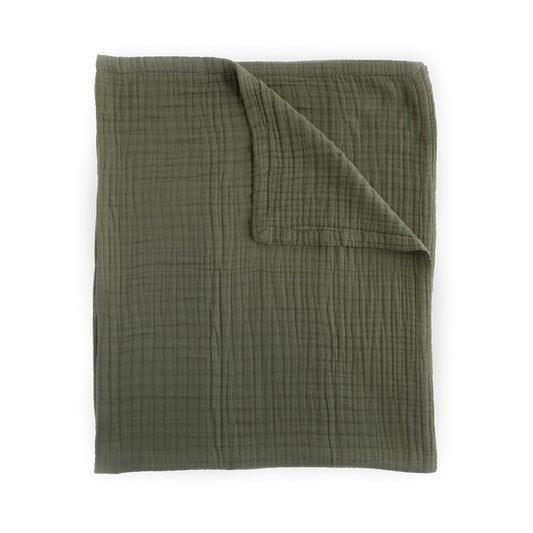 Cotton Muslin Quilted Throw - Fern