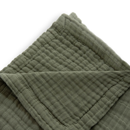 Cotton Muslin Quilted Throw - Fern