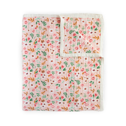 Cotton Muslin Quilted Throw - Vintage Floral