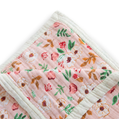 Cotton Muslin Quilted Throw - Vintage Floral