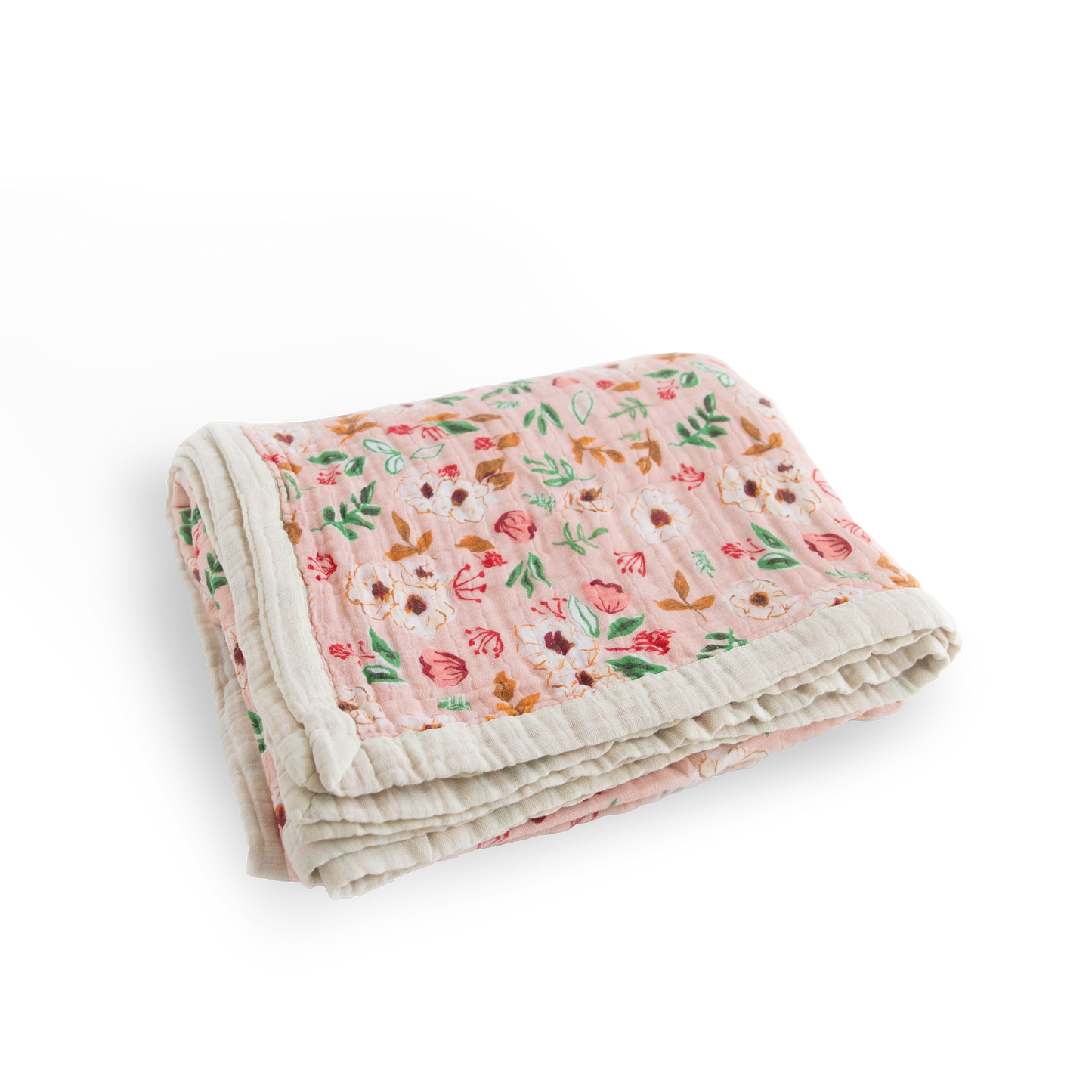 Cotton Muslin Quilted Throw - Vintage Floral