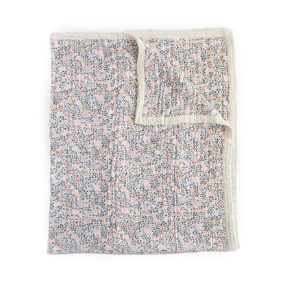 Cotton Muslin Quilted Throw - Pressed Petals