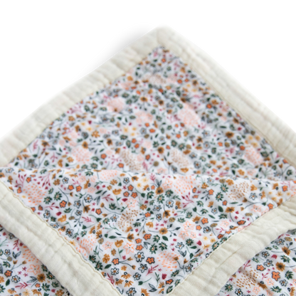 Cotton Muslin Quilted Throw - Pressed Petals