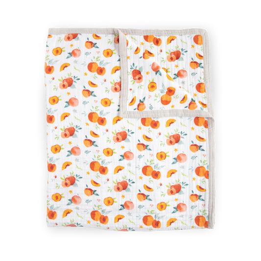 Cotton Muslin Quilted Throw - Georgia Peach