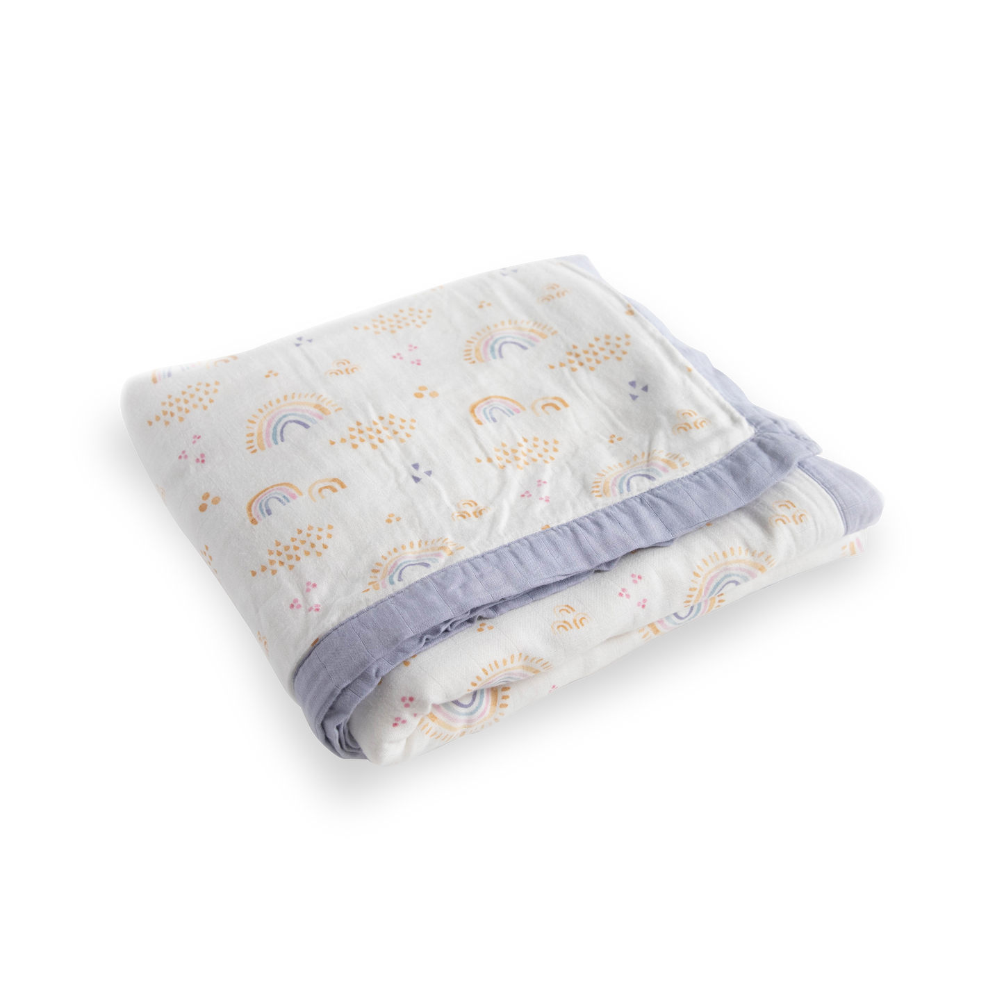 Deluxe Muslin Quilted Throw - Rainbows & Raindrops