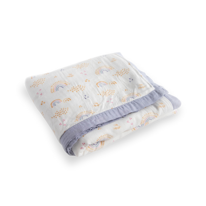 Deluxe Muslin Quilted Throw - Rainbows & Raindrops