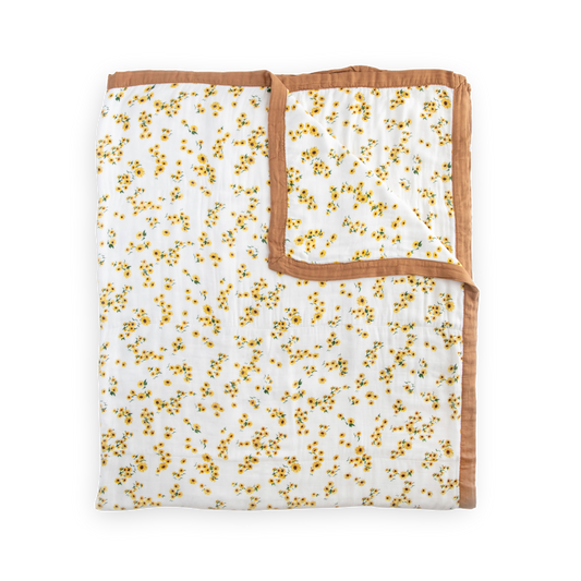 Deluxe Muslin Quilted Throw - Ditsy Sunflower