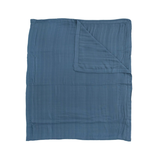 Deluxe Muslin Quilted Throw - Blue Dusk