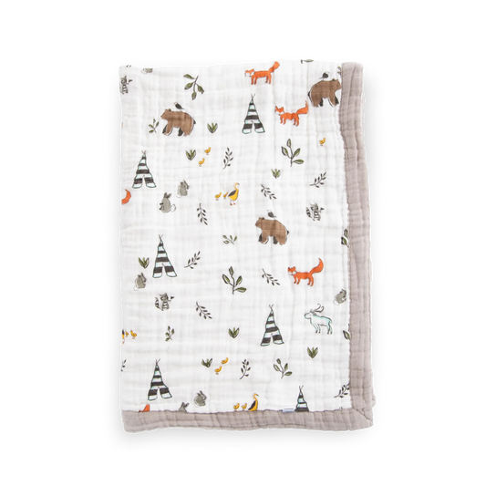 Cotton Muslin Baby Quilt - Forest Friends