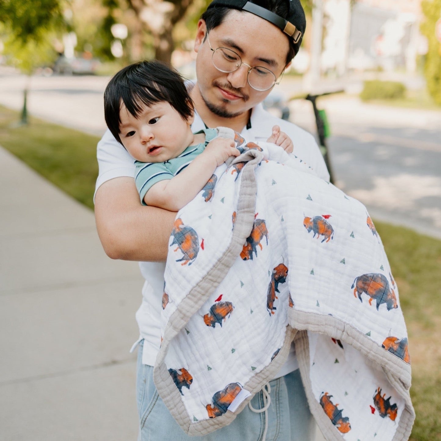 Cotton Muslin Baby Quilt - Bison