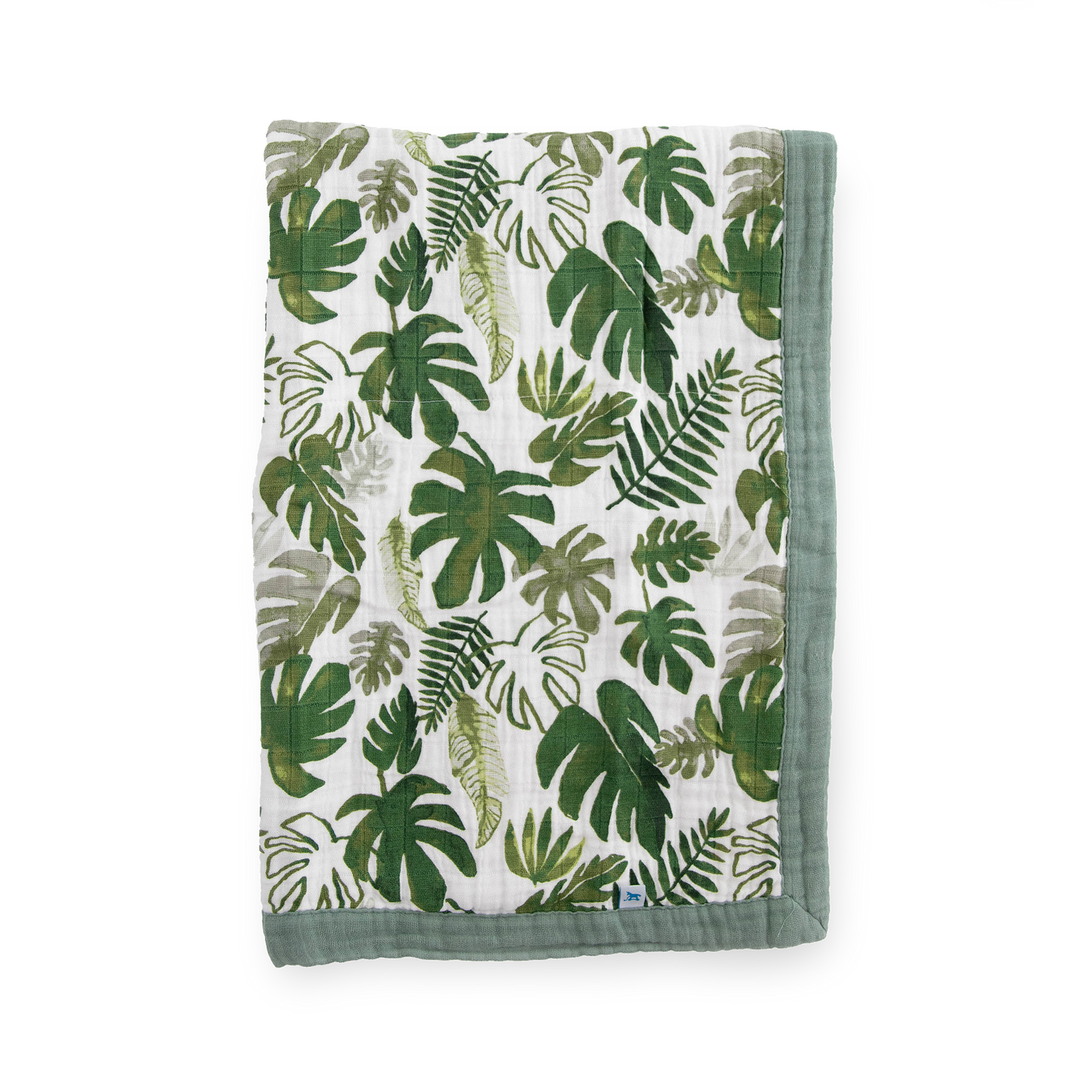 Cotton Muslin Baby Quilt - Tropical Leaf