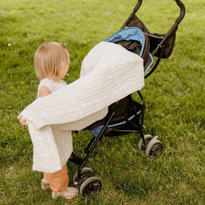 Cotton Muslin Baby Quilt - Taupe Cross