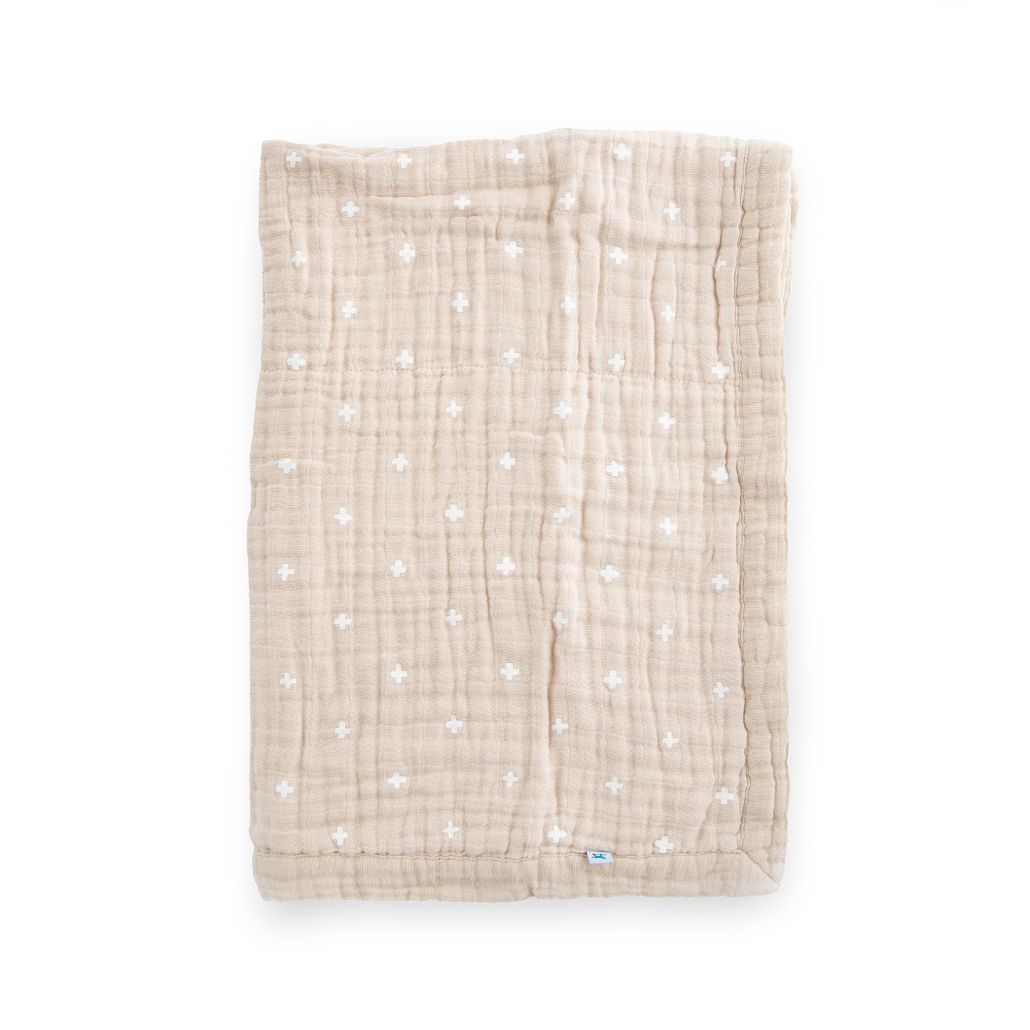 Cotton Muslin Baby Quilt - Taupe Cross