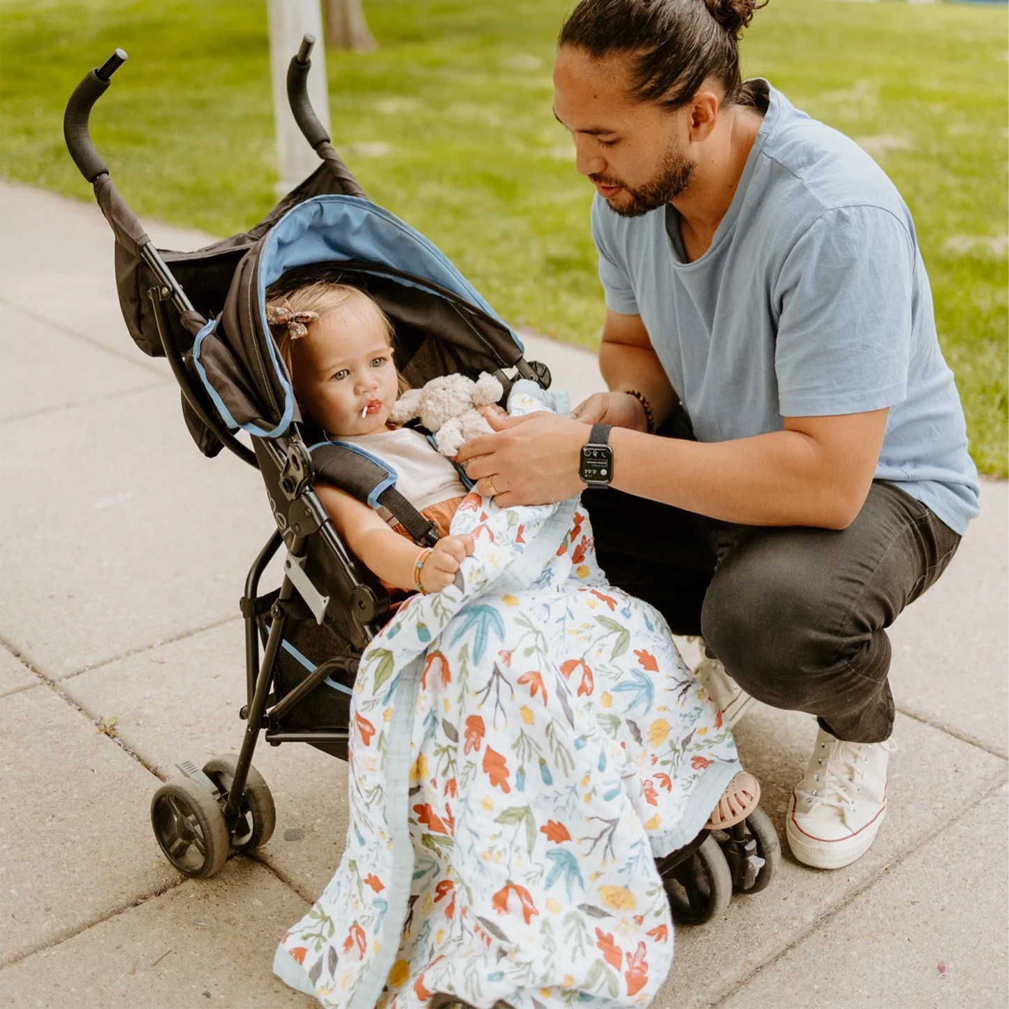 Cotton Muslin Baby Quilt - Meadow