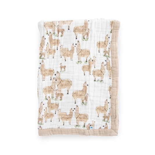 Cotton Muslin Baby Quilt - Llama Llama