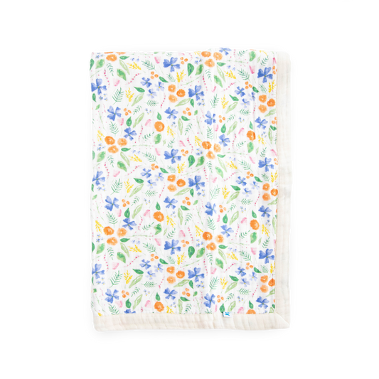 Cotton Muslin Baby Quilt - Mountain Bloom