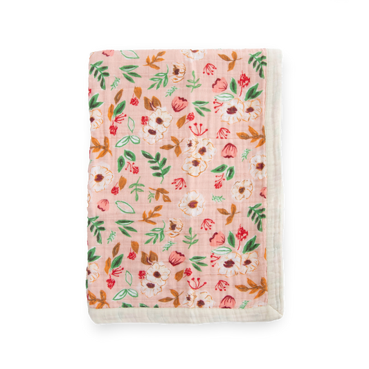 Cotton Muslin Baby Quilt - Vintage Floral