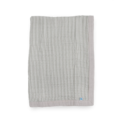 Cotton Muslin Baby Quilt - Grey Stripe