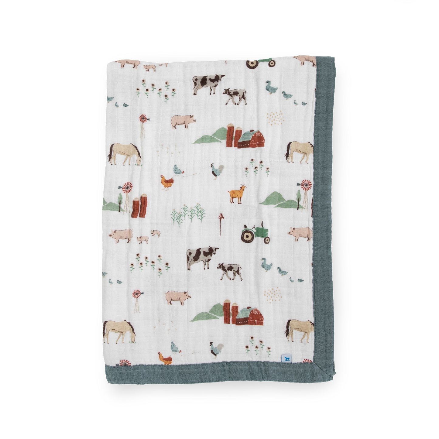 Cotton Muslin Baby Quilt - Farmyard