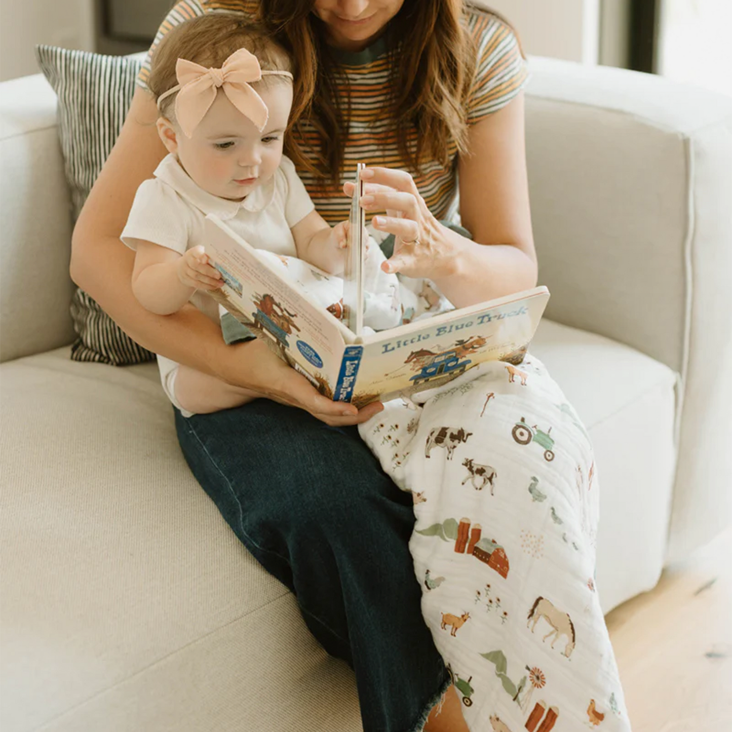 Cotton Muslin Baby Quilt - Farmyard