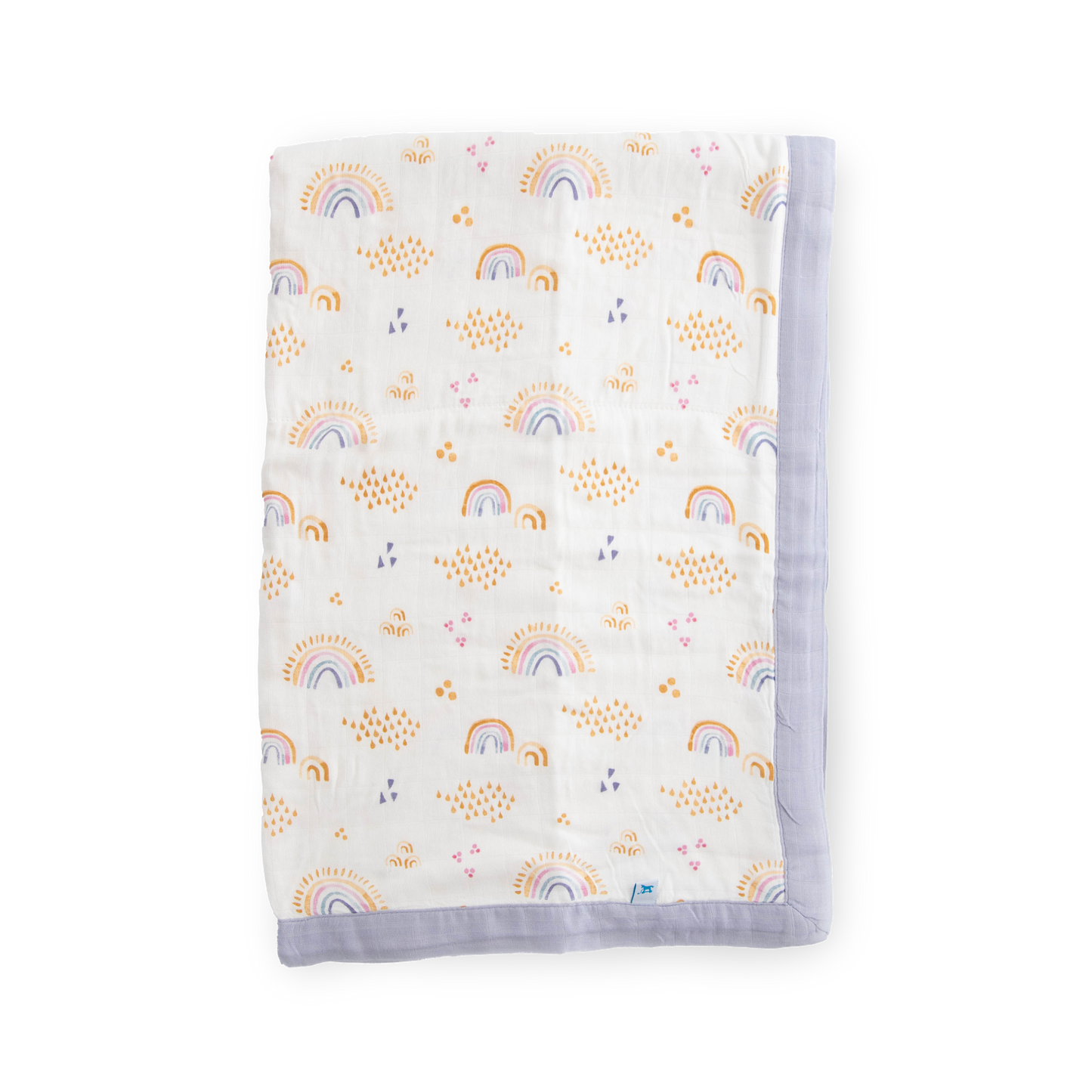 Deluxe Muslin Baby Quilt - Rainbows & Raindrops