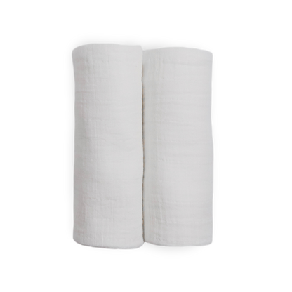 Organic Cotton Muslin Swaddle Blanket 2 Pack - White