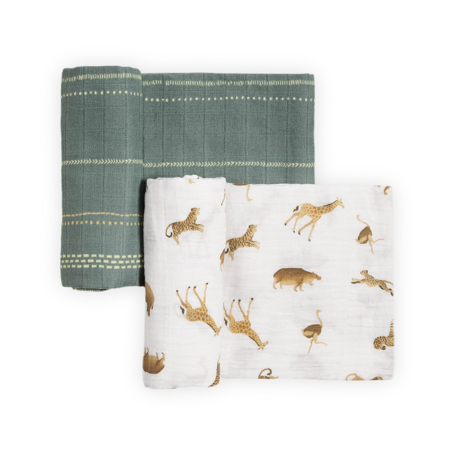 Organic Cotton Muslin Swaddle Blanket 2 Pack - Animal Crackers