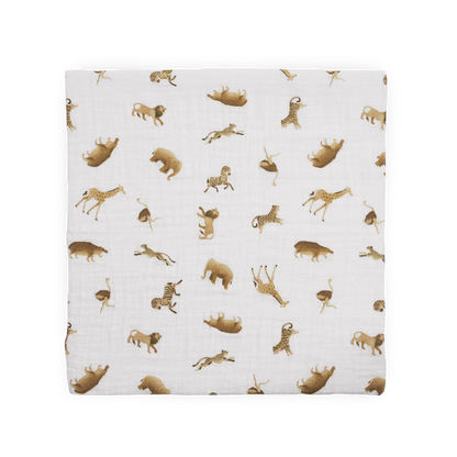 Organic Cotton Muslin Swaddle Blanket 2 Pack - Animal Crackers