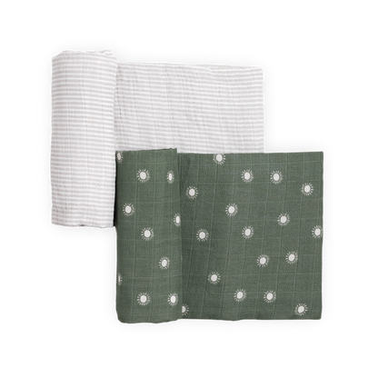 Organic Cotton Muslin Swaddle Blanket 2 Pack - Sage Suns