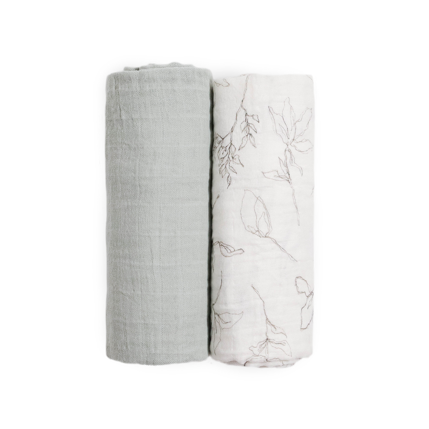 Organic Cotton Muslin Swaddle Blanket 2 Pack - Pencil Floral