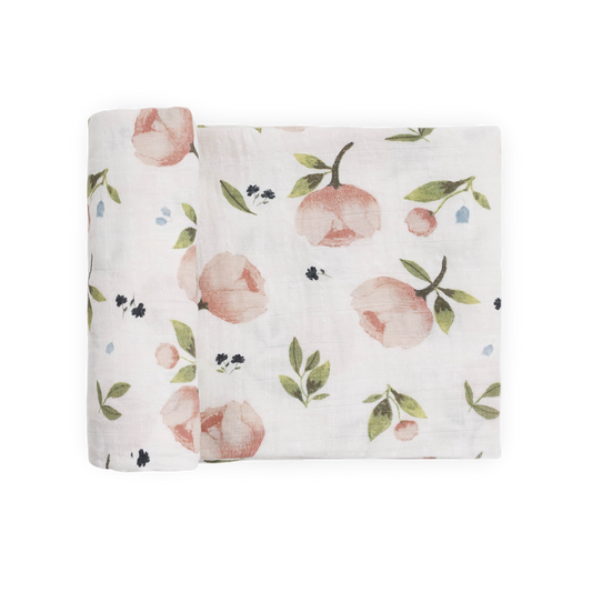 Organic Cotton Muslin Swaddle Blanket - Watercolor Floret