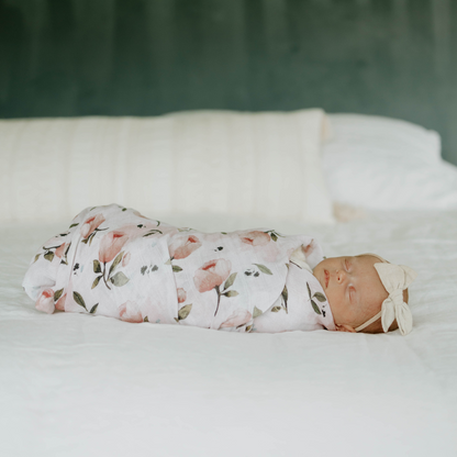 Organic Cotton Muslin Swaddle Blanket - Watercolor Floret