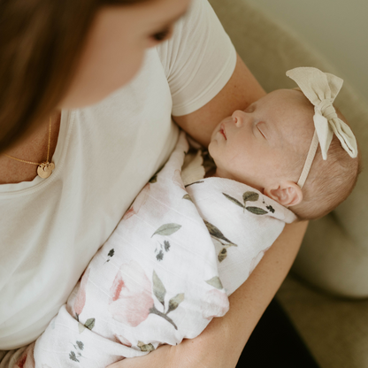 Organic Cotton Muslin Swaddle Blanket - Watercolor Floret