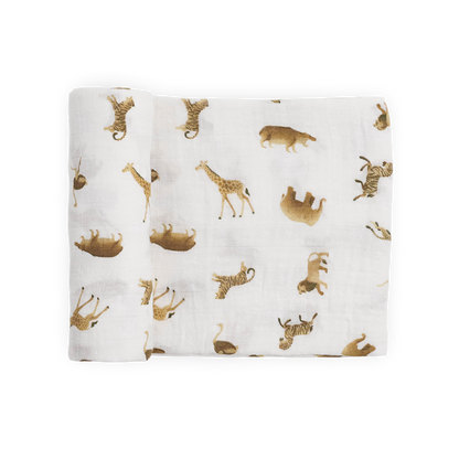 Organic Cotton Muslin Swaddle Blanket - Animal Crackers