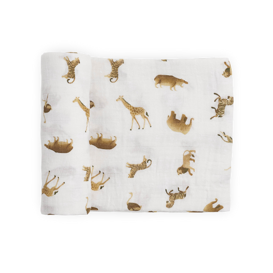 Organic Cotton Muslin Swaddle Blanket - Animal Crackers