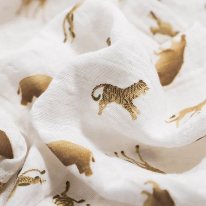 Organic Cotton Muslin Swaddle Blanket - Animal Crackers