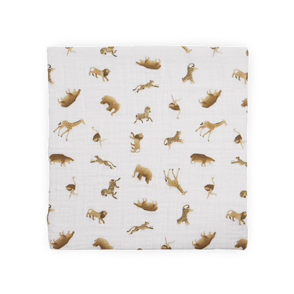 Organic Cotton Muslin Swaddle Blanket - Animal Crackers