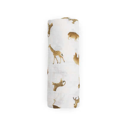 Organic Cotton Muslin Swaddle Blanket - Animal Crackers