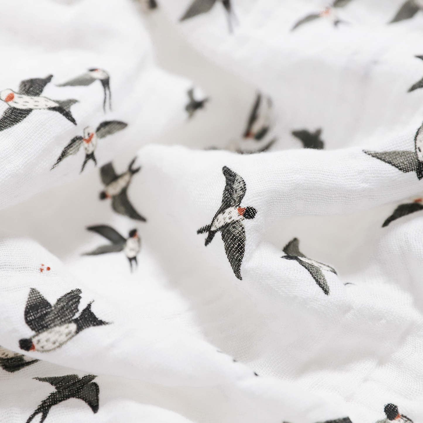 Organic Cotton Muslin Swaddle Blanket - Swallows