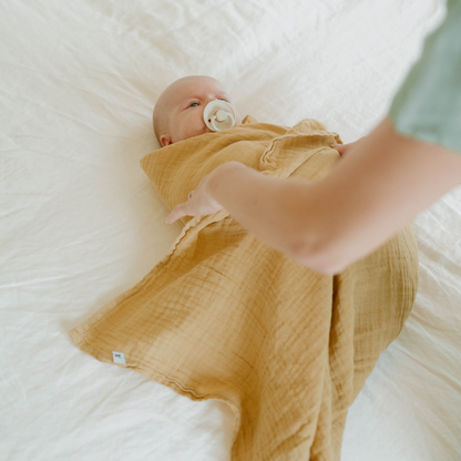 Organic Cotton Muslin Swaddle Blanket - Wheat