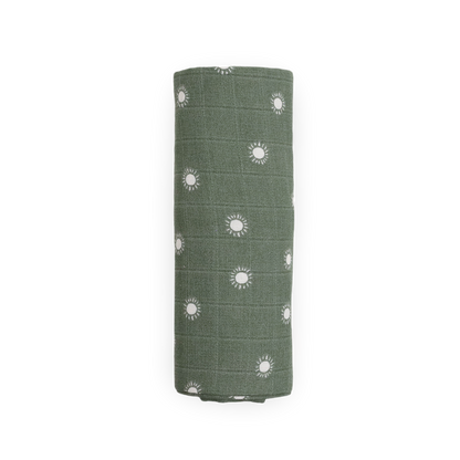 Organic Cotton Muslin Swaddle Blanket - Sage Suns