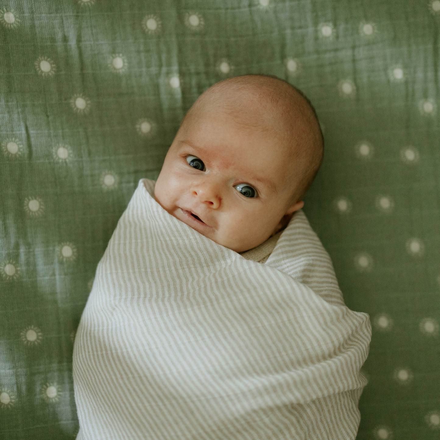 Organic Cotton Muslin Swaddle Blanket - Sand Stripe