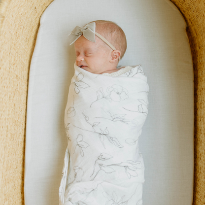 Organic Cotton Muslin Swaddle Blanket - Pencil Floral