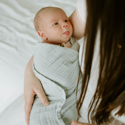 Organic Cotton Muslin Swaddle Blanket - White Sage